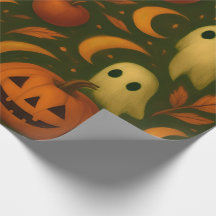 🎃 Spooky Autumn Wrapping Paper – Ghosts, Pumpkins