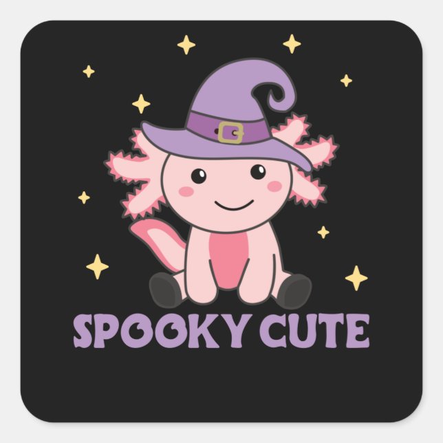 Spooky Axolotl Lovers Cute Animals For Halloween Square Sticker (Front)