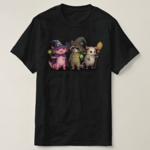 Spooky Axolotl Racoon   Halloween Bites Scary  T-Shirt