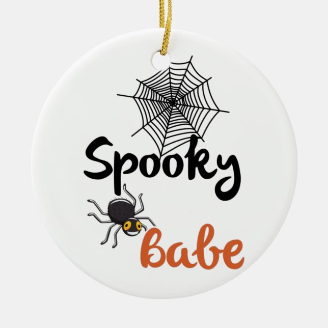 Spooky Babe – Cute Halloween Design Ceramic Tree Decoration (Front)