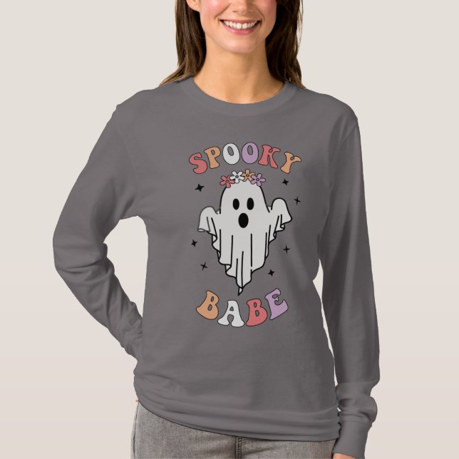 Spooky Babe | Cute Halloween Ghost Quote T-Shirt (Front)
