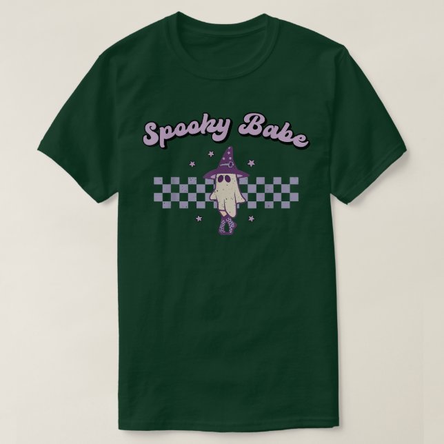Spooky Babe Cute Retro Halloween Skeleton Ghost Pa T-Shirt (Design Front)