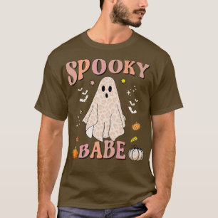 Spooky Babe Funny Ghosts Boo Leopard Pumpkins Fall T-Shirt