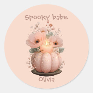 Spooky Babe Pumpkin for Girls Classic Round Sticker