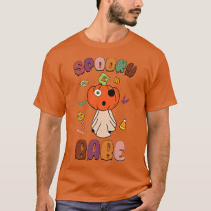 Spooky Babe Pumpkin Halloween Groovy Vibes Ghost C T-Shirt