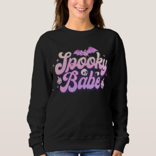 Spooky babe,retro typography ,pink Halloween Sweatshirt