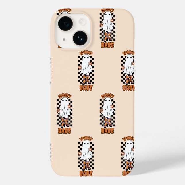 "Spooky Babe" Woman Halloween Ghost Orange Case-Mate iPhone Case (Back)