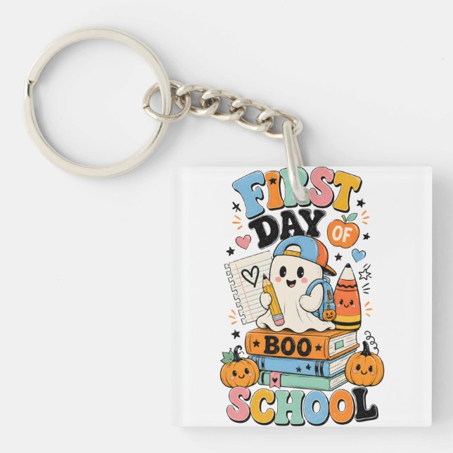 Spooky Back to School Halloween Graphic Design  Key Ring (Front)