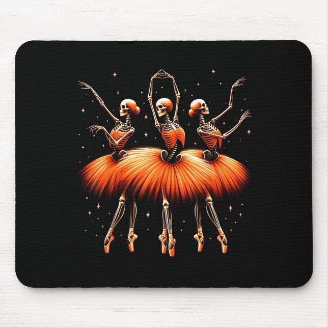 Spooky Ballerina Skeleton Dance Funny Halloween Mouse Pad (Front)
