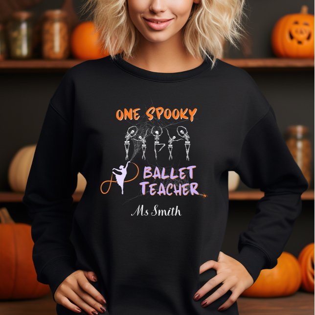 Spooky Ballet Teacher Halloween Skeleton black  T-Shirt (Creator Uploaded)
