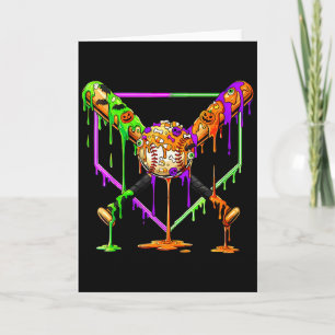 Spooky Baseball Ice Cream Drip Home Plate Dripping Card