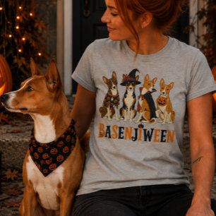 Spooky Basenjis Halloween Design Basenjiween Tri-Blend Shirt