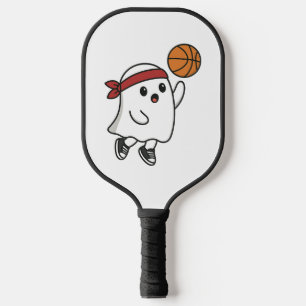 Spooky Basketball Ghost Pickleball Paddle