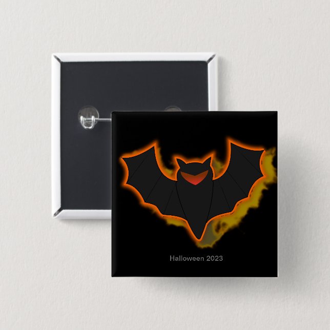Spooky Bat Halloween Button | Black Theme (Front & Back)