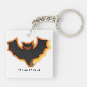 Spooky Bat Halloween Keychain White Theme