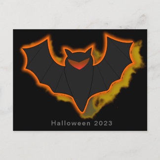 Spooky Bat Halloween Postcard - Black Theme