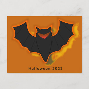 Spooky Bat Halloween Postcard - Orange Theme
