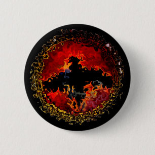 Spooky Bat on Fire 6 Cm Round Badge