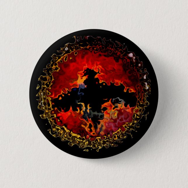 Spooky Bat on Fire 6 Cm Round Badge (Front)