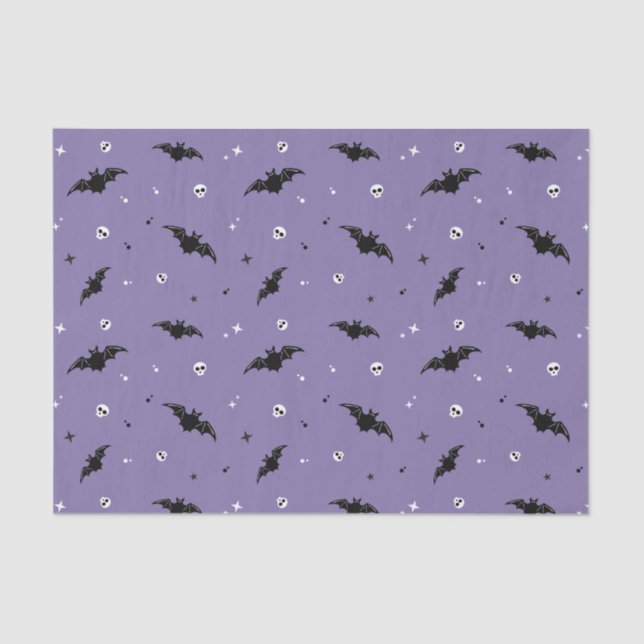 Spooky Bat & Skulls Pattern Halloween Tissue Paper (Front)