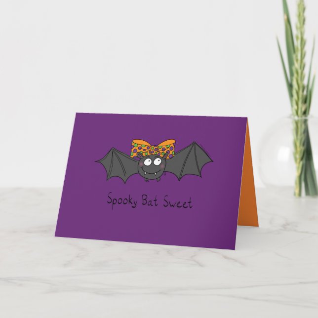 Spooky Bat Sweet - Halloween Greeting Card (Front)