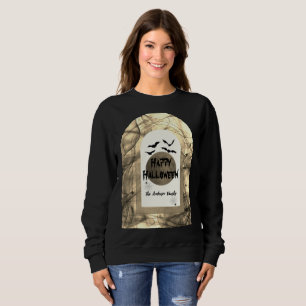 Spooky Bats Black & White Matching Happy Halloween Sweatshirt