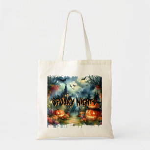 Spooky & Beautiful Halloween Landscape Watercolor  Tote Bag