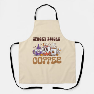 Spooky Before Coffee – Funny Ghost Coffee Brew Apron