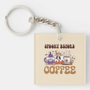 Spooky Before Coffee – Funny Ghost Coffee Brew Key Ring