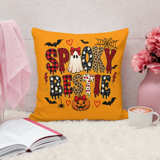 Spooky Bestie Halloween | Leopard Print Mixe Cushion