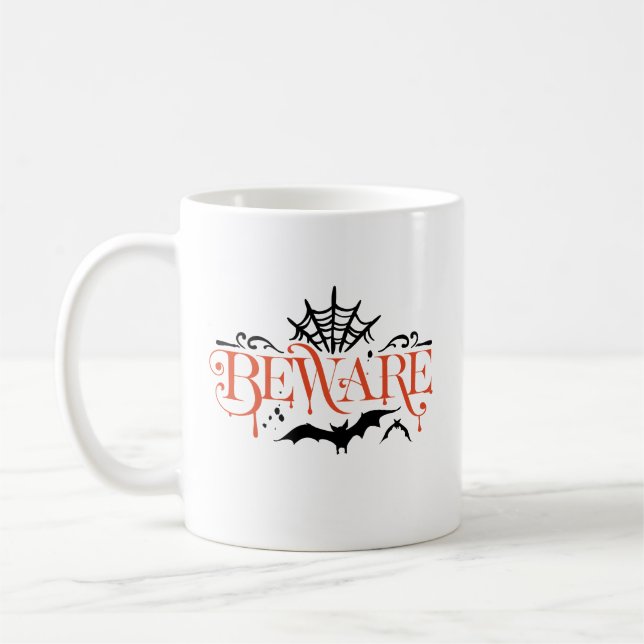 Spooky Beware Halloween Coffee Mug (Left)