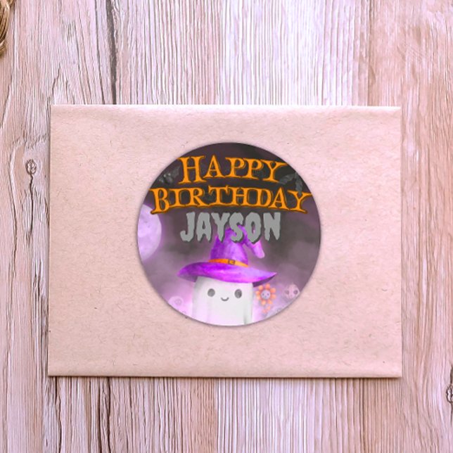 Spooky Birthday Party Classic Round Sticker (Creator Uploaded)