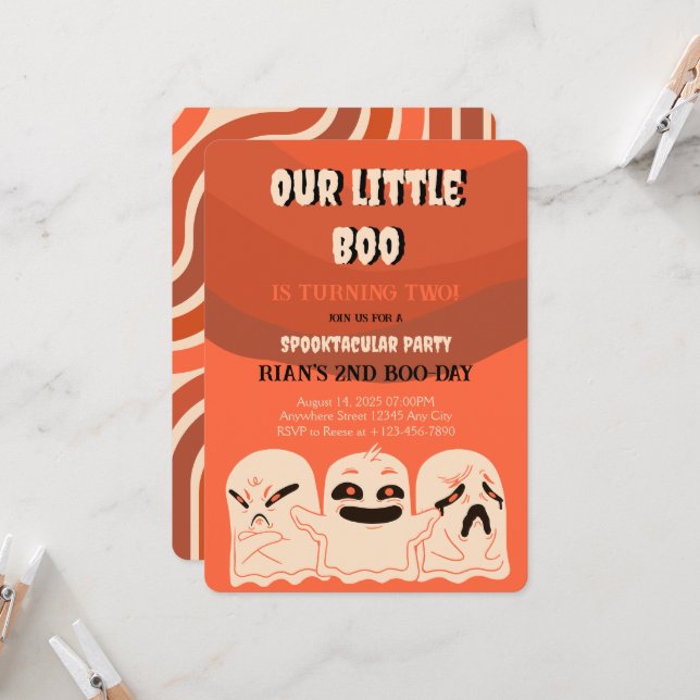 Spooky Birthday Party Invitation (Front/Back In Situ)