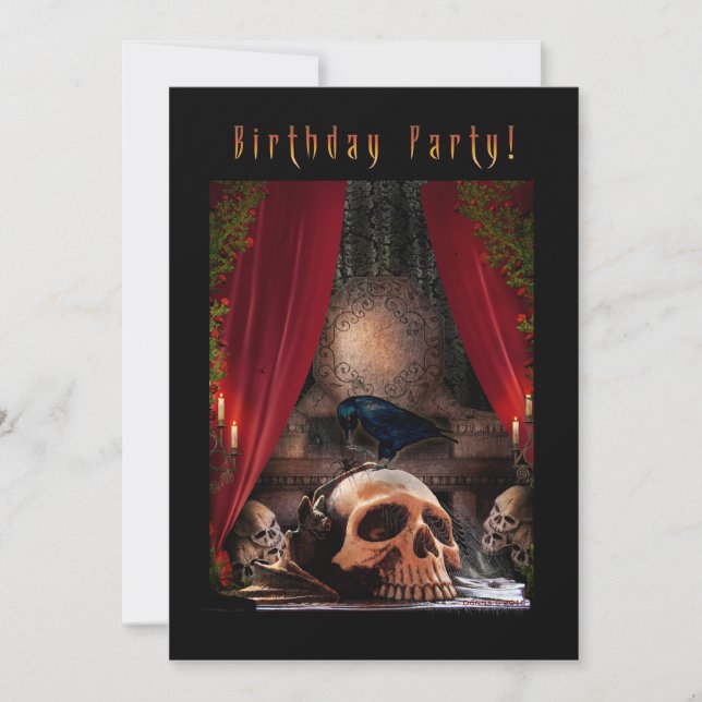 Spooky Birthday Party Invitation - Ravens Den (Front)