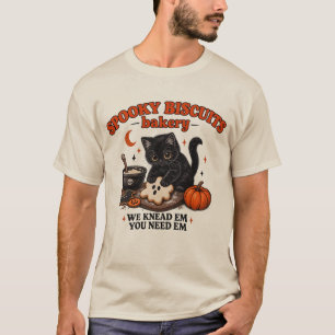 Spooky Biscuits Bakery Black Cat Hallloween T-Shirt