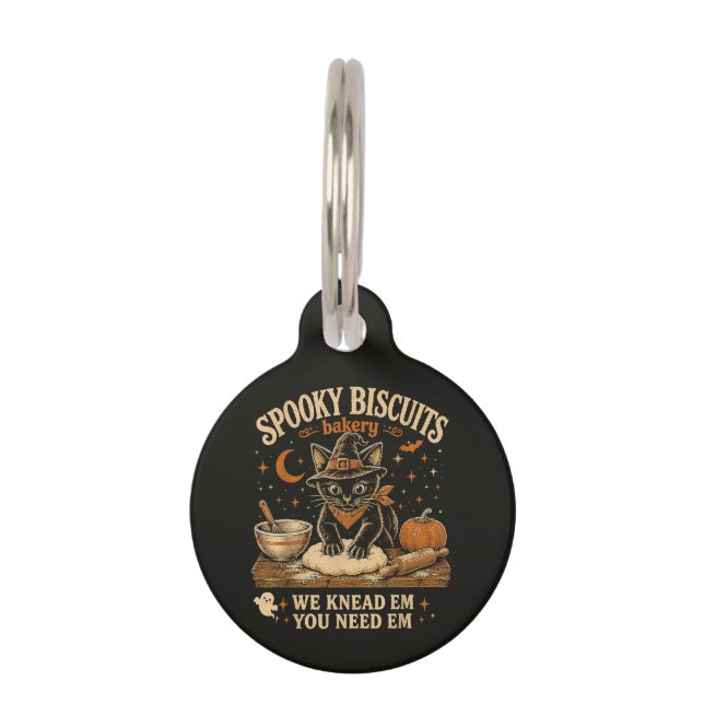 Spooky Biscuits Bakery Black Cat Halloween Pet Tag (Front)