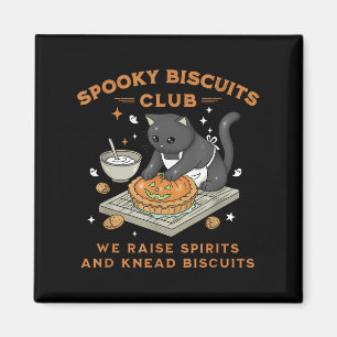 Spooky Biscuits Club Black Cat Pumpkin Halloween B Magnet