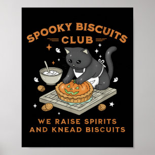 Spooky Biscuits Club Black Cat Pumpkin Halloween B Poster