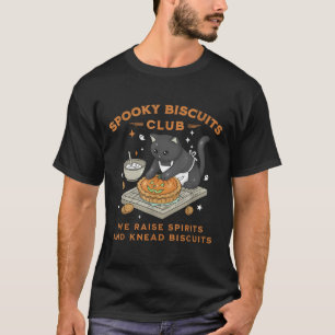 Spooky Biscuits Club Black Cat Pumpkin Halloween B T-Shirt