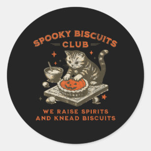 Spooky Biscuits Club Cat Funny Halloween Baking Classic Round Sticker