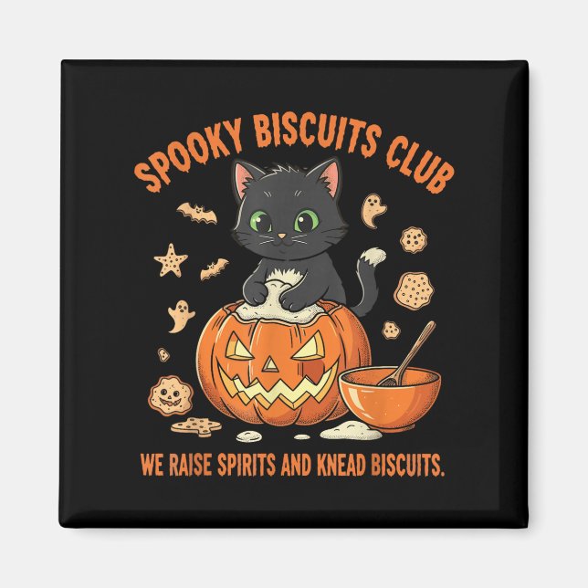 Spooky Biscuits Club Cat Funny Halloween Baking  Magnet (Front)