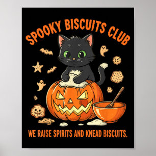 Spooky Biscuits Club Cat Funny Halloween Baking Poster