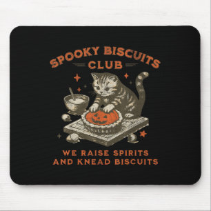 Spooky Biscuits Club Cat, Funny Halloween Baking T Mouse Pad