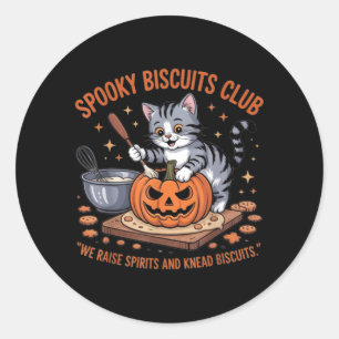 Spooky Biscuits Club Cat Funny Halloween Classic Round Sticker