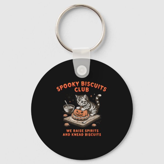 Spooky Biscuits Club Cat Halloween Baking  Key Ring (Front)