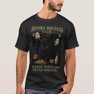 Spooky Biscuits Club Cat Halloween Funny Baking T-Shirt