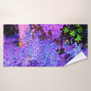 Spooky Black and Crimson Lily Garden Landscape Bath Towel