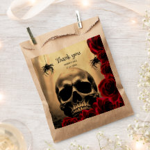 Spooky Black and Red Gothic Skull Roses Halloween