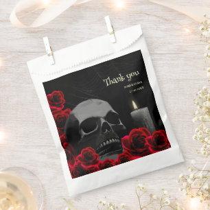 Spooky Black and Red Gothic Skull Roses Halloween Favour Bags