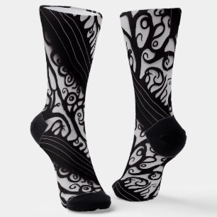 Spooky Black and White Goth Christmas Socks